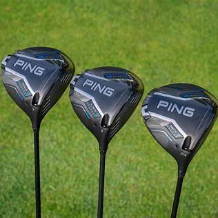 golf iron, putter, and ball
